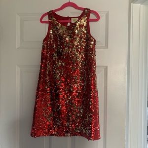 Girls red and gold sequin dress size 8